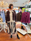 Renee Enamel Button Knitted Jacket - Chocolate Brown