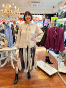Zia Chiffon Pearl & Bow Shirt - Champagne