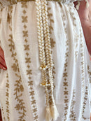 Hemera Gold Embroidered & Bead Dress - White