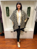Vienna Printed Shawl - Beige & Black