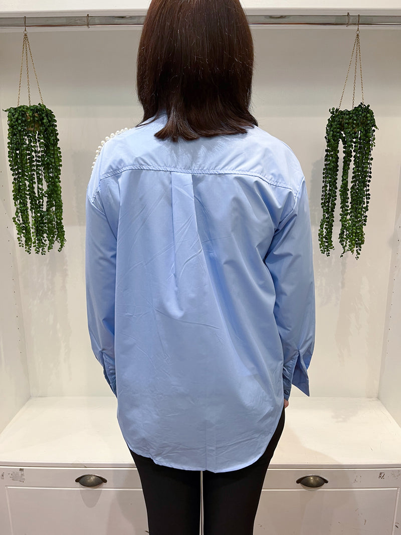 Claudia Pearl & Crystal Shirt - Blue