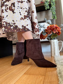Redz Suede Fold Over Boot - Brown