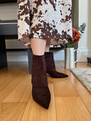 Redz Suede Fold Over Boot - Brown