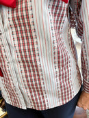 Giselle Bow Tartan Shirt - Cherry & Blue