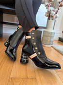 Redz Emblem Studded Boots - Black & Beige