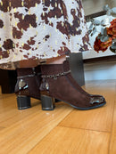 Redz Diamante Ankle Boots - Brown 1903