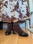 Redz Diamante Ankle Boots - Brown 1903