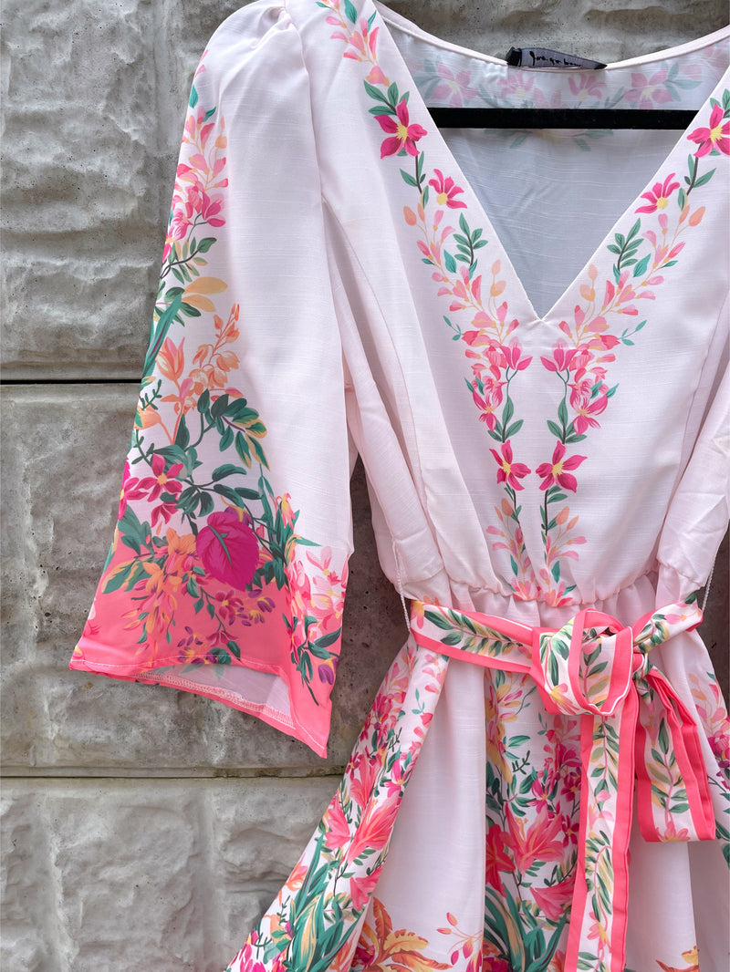 Dakota Belted Kimono Mini Dress  - Pink