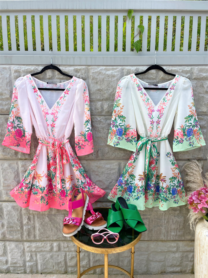 Dakota Belted Kimono Mini Dress  - Pink