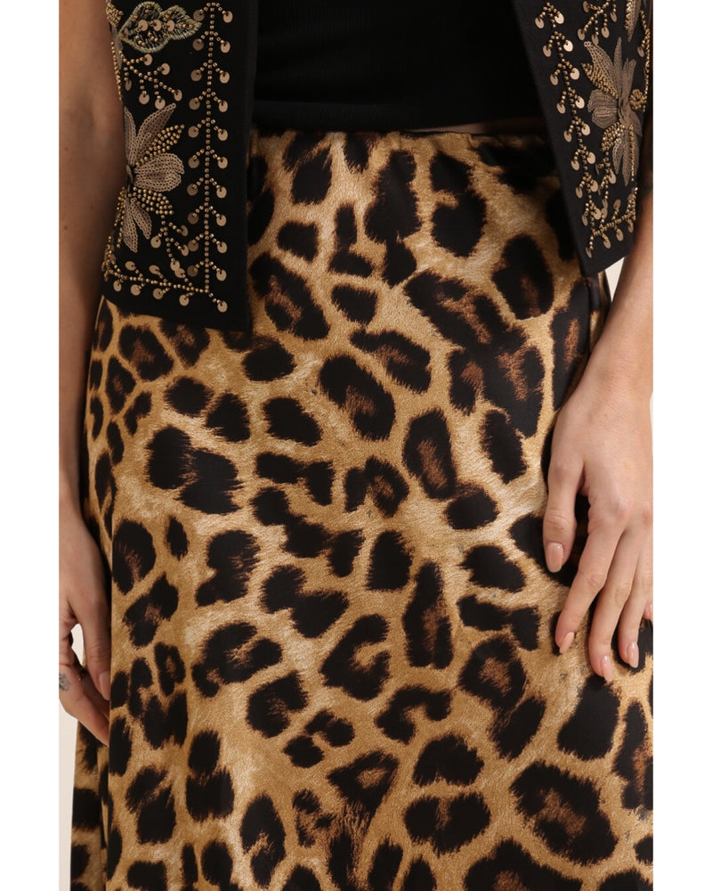 Tyra Animal Print & Lace Slip Skirt