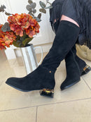 Zanni & Co Leopard Heel Long Boot - Black Yangcun