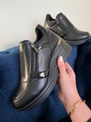 Tommy Bowe Zip Up Wedge Trainer Levy 'Stealth' Black
