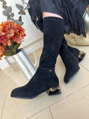 Zanni & Co Leopard Heel Long Boot - Black Yangcun