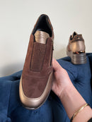Tommy Bowe Zip Up Wedge Trainer Levy 'Molten' Chocolate, Bronze & Leopard