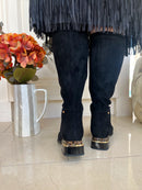 Zanni & Co Leopard Heel Long Boot - Black Yangcun