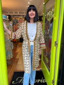 Lee Leaf Light Cotton Belted Kimono - Beige & Black