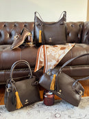 Hampten Olive Tassel Curved Shoulder Bag - Brown 18H1679