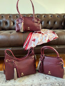 Hampten Olive Tassel Curved Shoulder Bag - Burgundy 18H1679