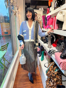 Meryl Wet Look Metallic Skirt - Grey