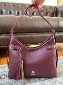 Hampten Olive Tassel Curved Shoulder Bag - Burgundy 18H1679