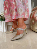 Menbur 23952 Oro Gold Glitter Mule