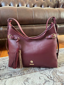 Hampten Olive Tassel Curved Shoulder Bag - Burgundy 18H1679