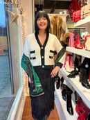 Layla Reversible Leopard & Houndstooth Shawl - Green & Black