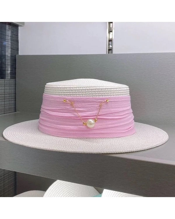 Finely Detachable Pearl Hat - Pink