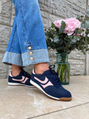 Redz Navy & Pink Suede Trainer