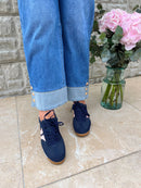 Redz Navy & Pink Suede Trainer