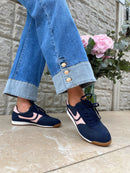 Redz Navy & Pink Suede Trainer