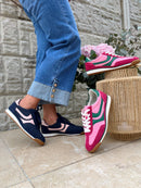 Redz Navy & Pink Suede Trainer