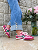 Redz Pink, Fuchsia & Green Suede Trainer
