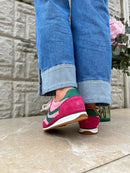 Redz Pink, Fuchsia & Green Suede Trainer