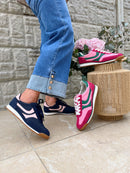 Redz Navy & Pink Suede Trainer