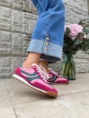 Redz Pink, Fuchsia & Green Suede Trainer