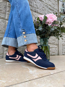 Redz Navy & Pink Suede Trainer