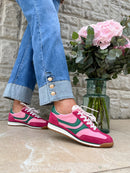 Redz Pink, Fuchsia & Green Suede Trainer
