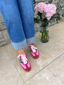 Redz Pink, Fuchsia & Green Suede Trainer