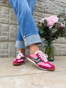 Redz Pink, Fuchsia & Green Suede Trainer