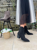 XTI Black Diamante Cowboy Ankle Boot  - Black 141723