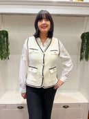 Diya Knitted Gilet With Enamel Buttons - Cream