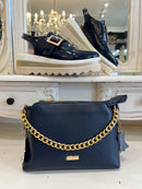 Gionni Liberty Leather Chain Crossbody Strap Bag - Navy 11GL357