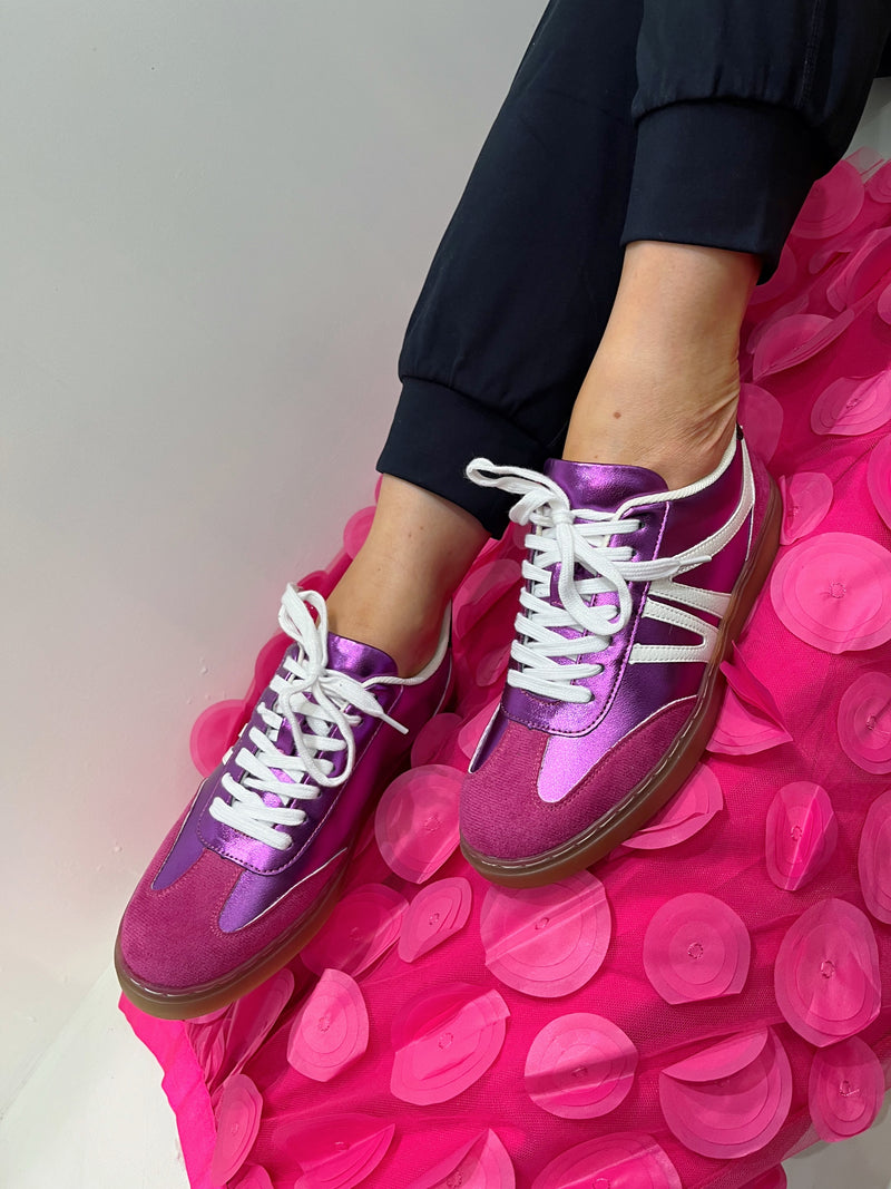 Redz Purple Metallic Trainers 6G428-V1230