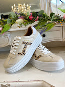 Drilleys Platform "Sixty Eight Cheetah" Trainers - Beige & Cheetah