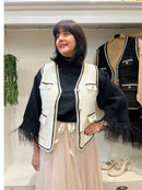 Diya Knitted Gilet With Enamel Buttons - Cream