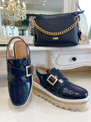 Gionni Liberty Leather Chain Crossbody Strap Bag - Navy 11GL357