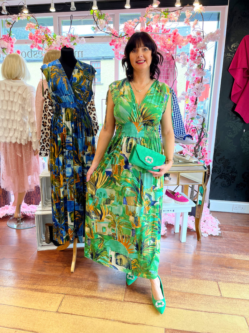 Magic Maxi Dress Leaf Print - Green