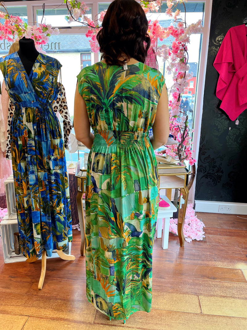 Magic Maxi Dress Leaf Print - Green