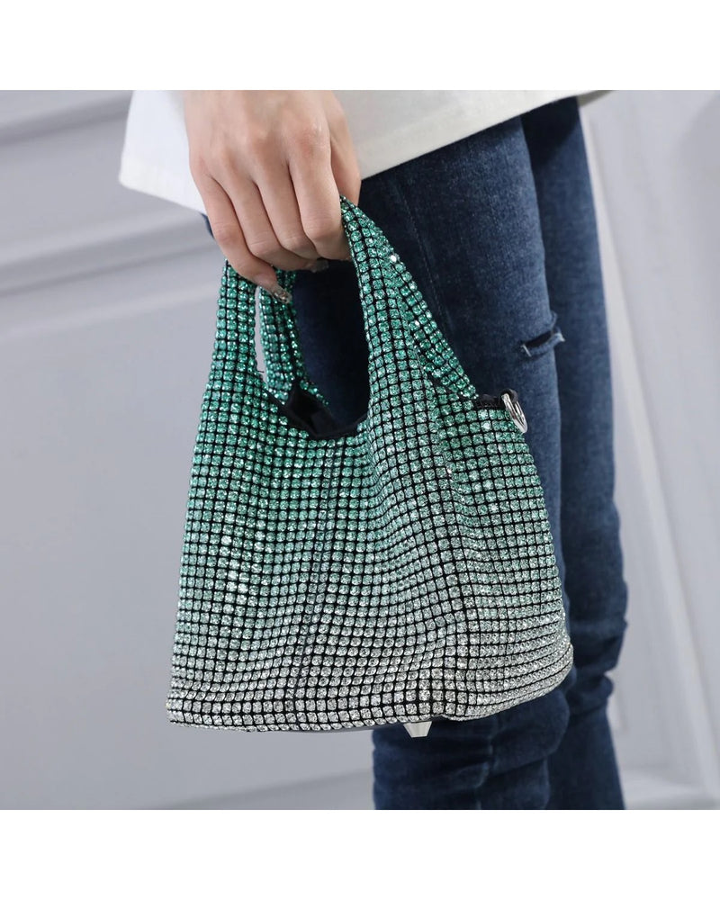 Chrishell Crystal Ombre Pouch Bag - Green